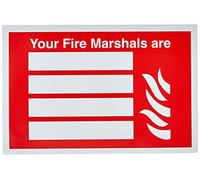 Seco Your Fire Marshals are & Fire Sign, 300mm x 200mm - Self Adhesive Vinyl