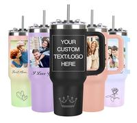 SECOGM 40OZ Personalised Coffee Travel Mug with Photo Logo 40oz/1135ml Gifts for Men Women Birthday Travel Insulated Travel Cup with Straw and Lid-Stainless Steel Travel Mug 40 Oz (Photos)