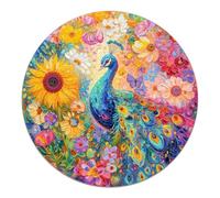 SECOGM Flower Puzzles for Adults 1000 Pieces, Round Peacock Jigsaw Puzzles 1000 Pieces, Impossible Difficult Hard Challenging Puzzles for Adults, Art Puzzle for Home Decor (26.5 * 26.5in)
