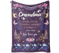 SECOGM Grandma Gifts from Grandchildren - Christmas and Birthday Blanket With Beautiful Flowers - for Nana from Granddaughter Grandson 50" X 60" Inch
