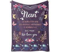 SECOGM Nan Gifts from Grandchildren, Nan Birthday Gifts, Nan Gift Blanket with Beautiful Flowers Print, Gifts for Nan Grandma on Mothers Day Christmas, Soft Throw Blankets 50" x 60" (Purple)
