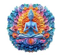 SECOGM Wooden Puzzles for Adults - 500 Pieces Mandala Yoga Wood Puzzles Adult - Unique Animal Shape Wooden Jigsaw Puzzles for Adults - Birthday Gifts for Puzzle Lovers, Family (17.3 * 17.3in)