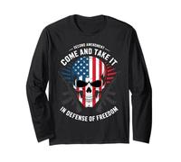 Second Amendment Skull Come and Take It USA Freedom Retro Long Sleeve T-Shirt