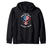 Second Amendment Skull Come and Take It USA Freedom Retro Zip Hoodie