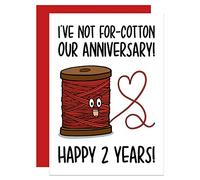 Second Anniversary Card, Wedding Anniversary A6 Card, Cotton Anniversary, Funny Card, Cotton Pun Card, Card for Husband, Card for Wife, Two Year Card (Cotton 2 Year)