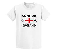 Second Ave Adult Unisex Come on England Football Euros White T Shirt Top Kit