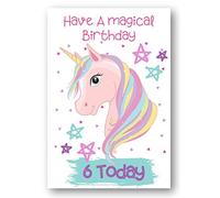 Second Ave Age 6 Children's Kids Magical Unicorn 6th Birthday Card Greetings Card