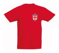 Second Ave Baby/Children's Kids England Flag Badge Euros World Cup Football Red T Shirt Top Kit Boys & Girls