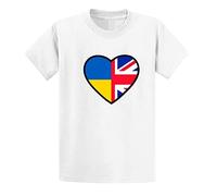 Second Ave Baby/Children's Ukraine/Britain Heart Flag Support White T Shirt Top