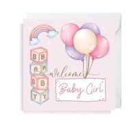 Second Ave Baby Girl Newborn Welcome Congratulations Square Card