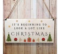 Second Ave Beginning To Look Like Christmas Wooden Hanging Gift Rectangle Xmas Decoration Sign Plaque