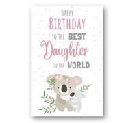 Second Ave Best Daughter In The World Cute Koala Happy Birthday Card Greetings Card For Her