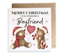 Second Ave Boyfriend Love Bears Square Card Christmas Xmas Holiday Festive Greetings Card