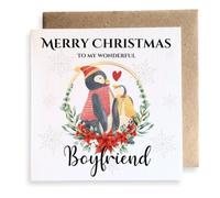 Second Ave Boyfriend Penguin Love Square Card Christmas Xmas Holiday Festive Greetings Card