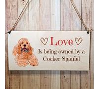Second Ave Cocker Spaniel Dog Wooden Hanging Gift Rectangle Home Sign Plaque