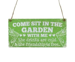 Second Ave Come Sit in The Garden Friendship Wooden Hanging Rectangle Home Garden Sign Plaque