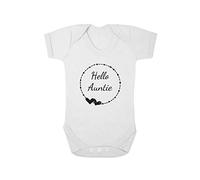 Second Ave Cute Baby Grow Vest Baby Reveal Shortsleeve White Bodysuit Hello Auntie Babygrow Gift