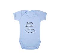 Second Ave Cute Baby Grow Vest Shortsleeve Blue Bodysuit Happy Birthday Mummy Babygrow Gift