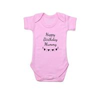 Second Ave Cute Baby Grow Vest Shortsleeve Pink Bodysuit Happy Birthday Mummy Babygrow Gift