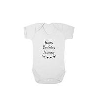 Second Ave Cute Baby Grow Vest Shortsleeve White Bodysuit Happy Birthday Mummy Babygrow Gift