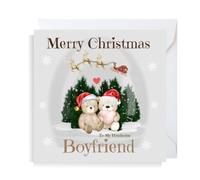 Second Ave Cute Bear Boyfriend Square Christmas Xmas Holiday Festive Greetings Card