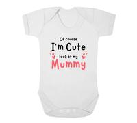 Second Ave Cute Funny Babygrow Vest White Shortsleeve Bodysuit I'm Cute Mummy Baby Grow Outfit