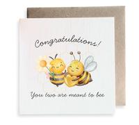 Second Ave Cute Meant To Bee Square Card Engagement Wedding Congratulations Celebration Greeting Card