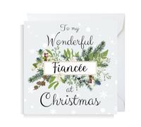 Second Ave Cute MIstletoe Fiancee Square Christmas Xmas Holiday Festive Greetings Card