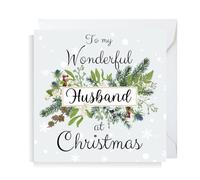 Second Ave Cute MIstletoe Husband Square Christmas Xmas Holiday Festive Greetings Card