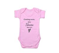 Second Ave Cute Personalised Baby Grow Coming Soon Pregnancy Announcement Babygrow Vest Pink Shortsleeve Bodysuit Gift