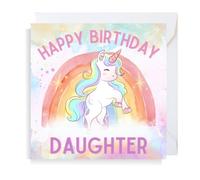 Second Ave Cute Pink Unicorn Daughter Square Birthday Greeting Card for Girl