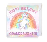 Second Ave Cute Pink Unicorn Granddaughter Square Birthday Greeting Card for Girl