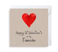 Second Ave Fiancee Heart 1st Valentine's Square Valentine's Day Greetings Card