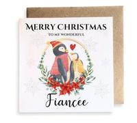Second Ave Fiancee Penguin Love Square Card Christmas Xmas Holiday Festive Greetings Card