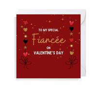 Second Ave Fiancee Red Heart Square Valentine's Day Greetings Card