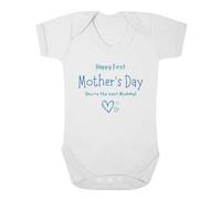 Second Ave First Mother's Day Baby Boy Celebration Baby Grow White Shortsleeve Babygrow