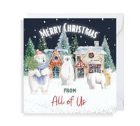 Second Ave From All of Us Christmas Polar Bear Square Xmas Holiday Festive Greetings Card