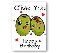 Second Ave Funny Cute Olive You Pun Birthday Card For Him/Her