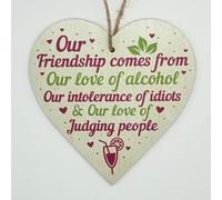 Second Ave Funny Friendship Comes from Wooden Hanging Heart Home Friend Friendship Sign Plaque