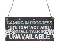 Second Ave Funny Gaming in Progress Wooden Hanging Rectangle Home Bedroom Sign Plaque