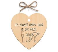 Second Ave Funny It's Always Happy Hour Wooden Hanging Friendship Heart Gift Plaque