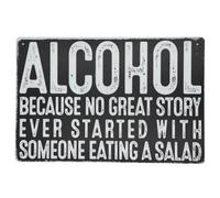 Second Ave Funny Joke Alcohol No Great Story Metal Tin Retro Rectangle Home Bar Pub Wall Sign Plaque 30x20cm