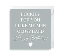 Second Ave Funny Joke Men Old & Bald Square Card Husband Boyfriend Partner Birthday Greetings Card For Him