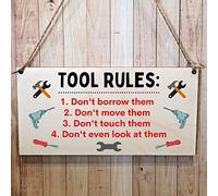 Second Ave Funny Joke Tool Rules Wooden Hanging Gift Rectangle Sign Plaque Father's Day Birthday