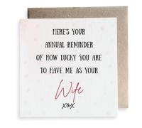 Second Ave Funny Lucky to Have Me As Your Wife Joke Anniversary Square Card Love Greeting Card For Husband