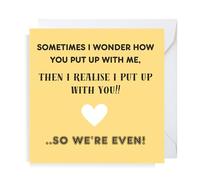 Second Ave Funny Put Up With Me Square Card Partner Friend Birthday Anniversary Valentine's Card