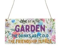 Second Ave Funny Sit in The Garden Wooden Hanging Rectangle Friendship Garden Sign Plaque