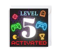 Second Ave Gaming Gamer 5th Birthday Age 5 Square Children's Kids Birthday Greeting Card for Boy or Girl