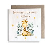 Second Ave Giraffe Welcome To The World Little One Baby Newborn Congratulations Square Card