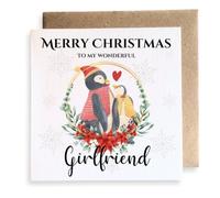 Second Ave Girlfriend Penguin Love Square Card Christmas Xmas Holiday Festive Greetings Card